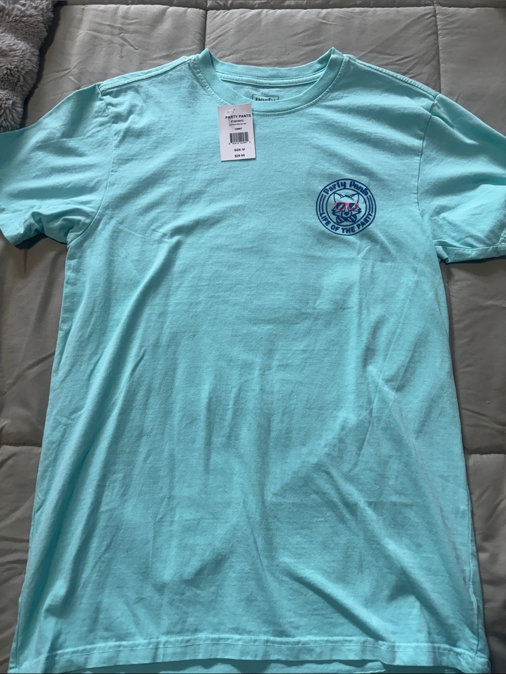 Men's Short Sleeve Tee - Light Aqua with Chest Logo